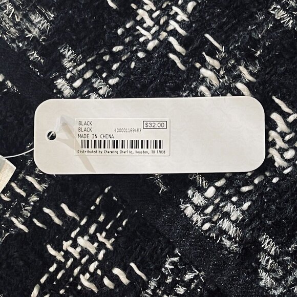 CHARMING CHARLIES Womens Sweater Poncho One Size Black White Metallic Shrug‎ NEW - Picture 6 of 11